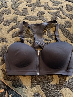 Victoria's Secret Black Front-Zip Racerback Sports Bra